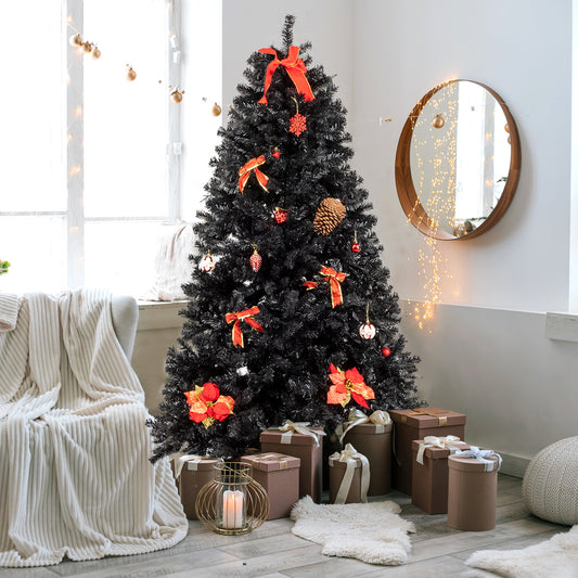 7.5ft 2500 Branches Without Lights Without Pine Cones Tied Tree Structure Christmas Tree Black MLNshops]