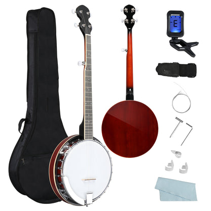 Full Size 5 String Right Handed Banjos Set with Closed Solid Sapele Back & Premium Mahogany Neck and Premium Accessories MLNshops]