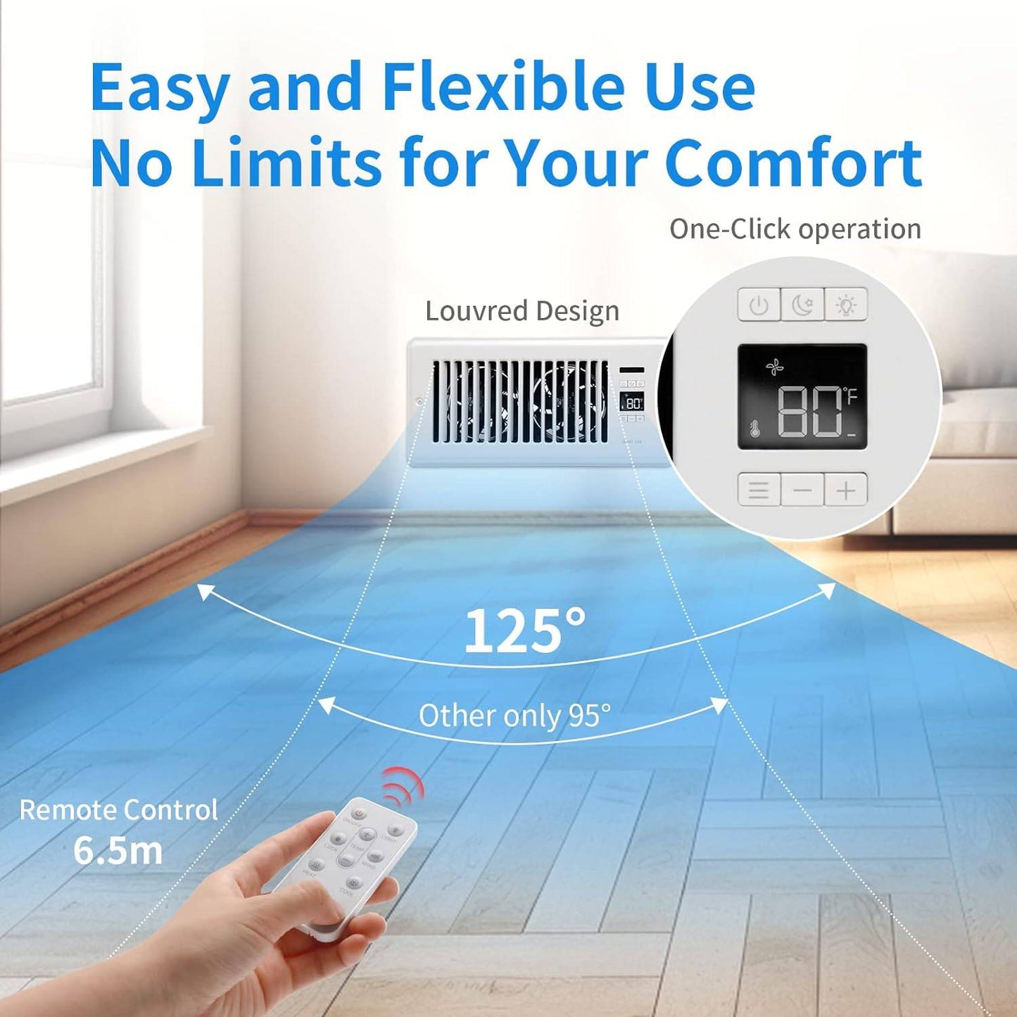 4” x 10” Ultra-Quiet Register Booster Fan Auto-Fan Speed Adjust with Thermostat Control Ac Vent Booster Fan for Better Heating and Cooling White