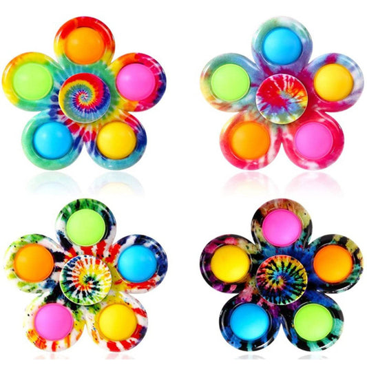 Pop Fidget Spinner Toys 4 Pc Simple Popping Toy Pack Bubble Sensory Set for Kids Party Favor Bulk ADHD Stress Relief Hand Spinners (Random, Pcs ), 4 Pcs