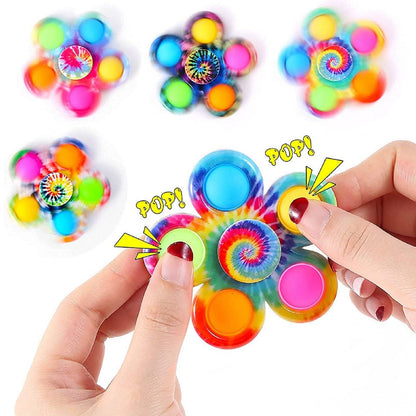 Pop Fidget Spinner Toys 4 Pc Simple Popping Toy Pack Bubble Sensory Set for Kids Party Favor Bulk ADHD Stress Relief Hand Spinners (Random, Pcs ), 4 Pcs