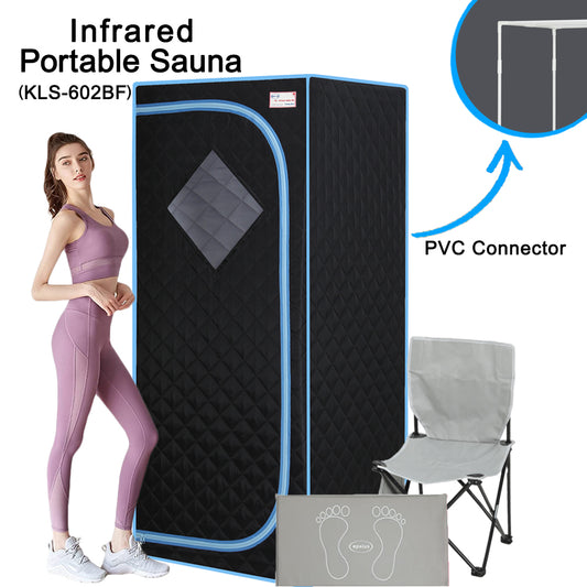Portable Full Size Black Infrared Sauna tent–Personal Home Spa, with Infrared Panels, Heating Foot Pad,Controller, Foldable Chair