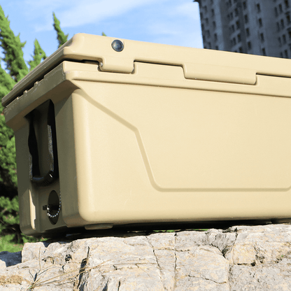 Khaki color ice cooler box 65QT camping ice chest beer box outdoor fishing cooler