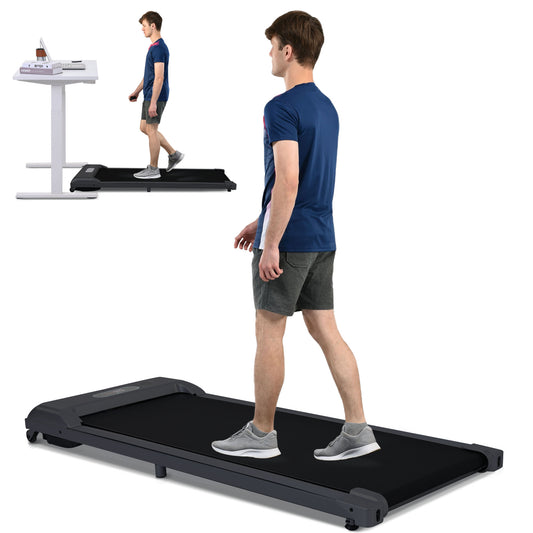 2 in-1 Under Desk Electric Treadmill 2.5HP, Remote Control, Display, Walking Jogging Running Machine Fitness Equipment for Home Gym Office