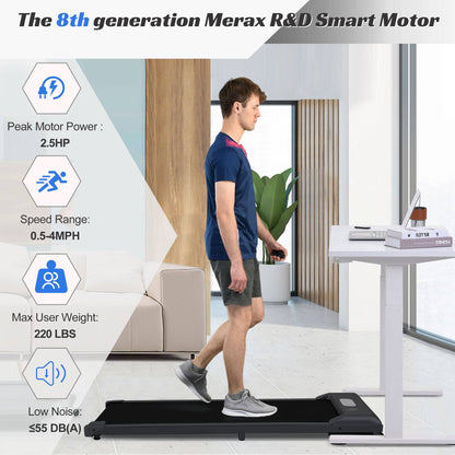 2 in-1 Under Desk Electric Treadmill 2.5HP, Remote Control, Display, Walking Jogging Running Machine Fitness Equipment for Home Gym Office