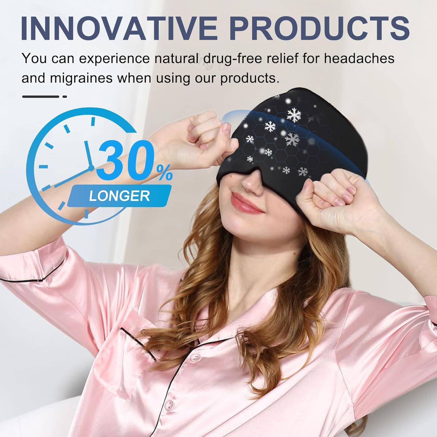 Migraine Headache Relief Cap, Gel lce Head Wrap for Tension and Stress Relief