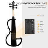 Electric violin with sound effect volume control panel on a white background