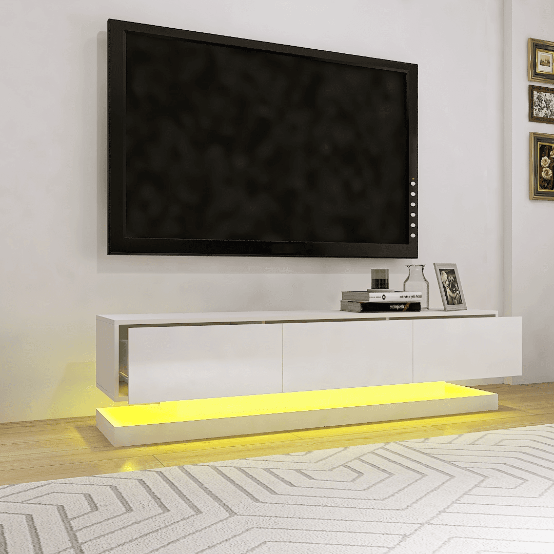 High Gloss TV Cabinet With 4 Drawers with 16 colors RGB LED Light Bluetooth Control