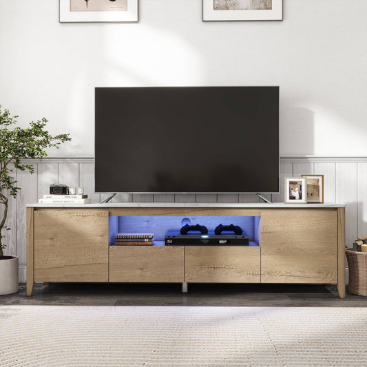 70 Inches Modern TV stand with LED Lights Entertainment Center TV cabinet with Storage for Up to 75 inches for Gaming Living Room Bedroom