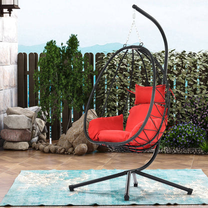 Stand Indoor Outdoor Swing Chair Patio Wicker Hanging Egg Chair Hanging Basket Chair Hammock Chair with Stand for Bedroom Living Room Balcony