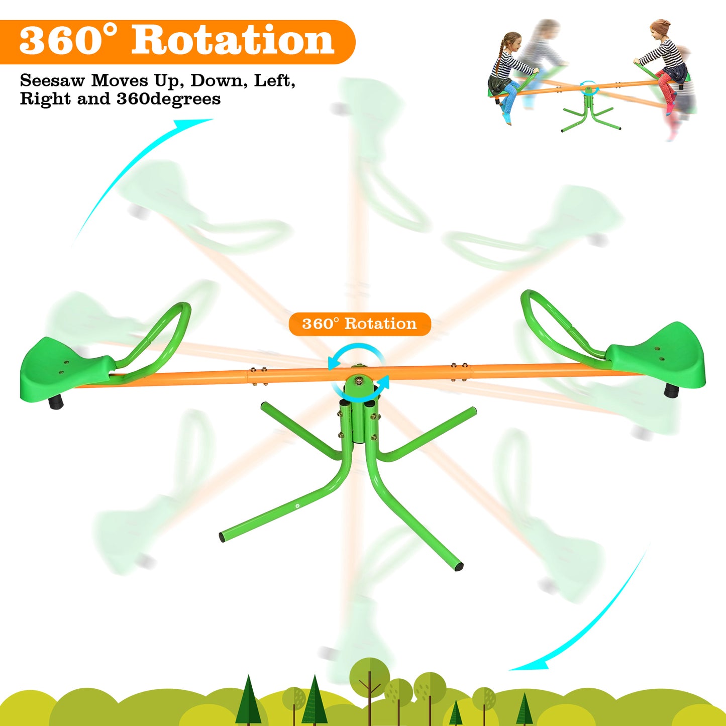 360 Degree Rotation Outdoor Kids Spinning Seesaw Sit and Spin Teeter Totter Outdoor Playground Equipment Swivel Teeter Totter for Backyard MLNshops]