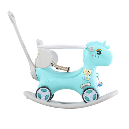 Rocking Horse for Toddlers, Balance Bike Ride On Toys with Push Handle, Backrest and Balance Board for Baby Girl and Boy, Kids Riding Birthday