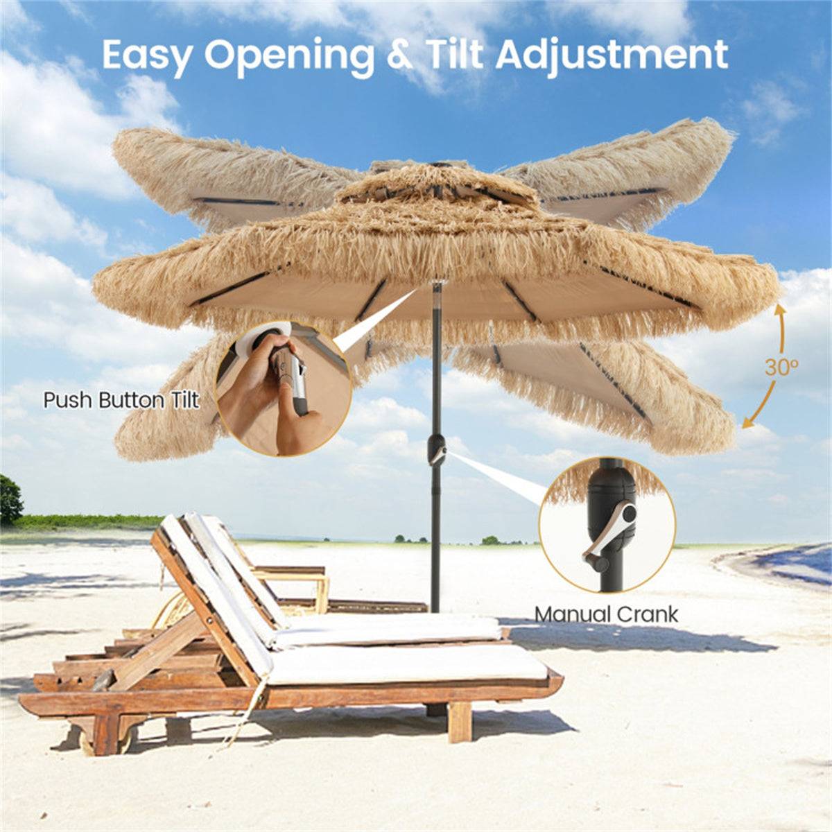 9 Foot Portable Beach Umbrella with Led Lights