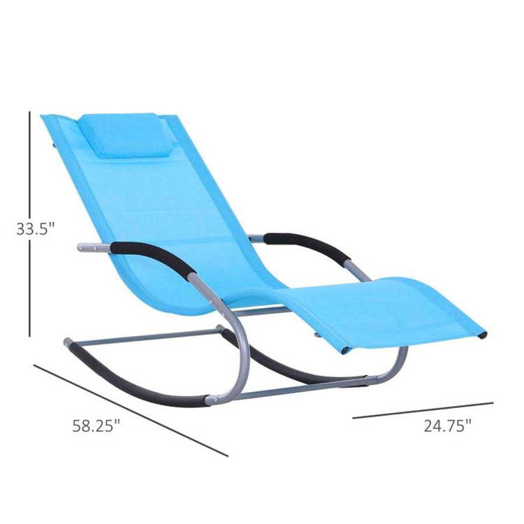 Dimensions of blue outdoor rocking lounge chair