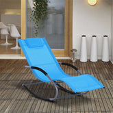 Blue outdoor garden rocking chair with headrest