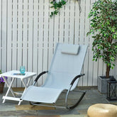 Gray garden rocking chair with headrest