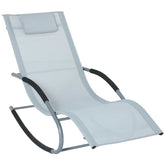 White outdoor lounge chair with mesh fabric and aluminum frame for patio or poolside