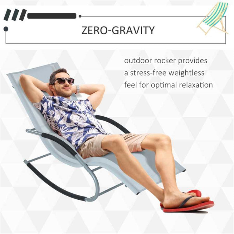 Relaxing man on outdoor zero-gravity lounge chair with adjustable headrest