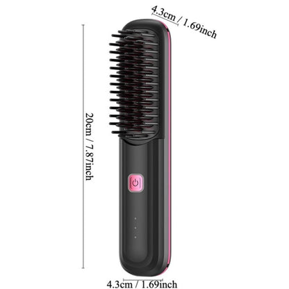 Wireless Hair Straightener Comb: Ultra.Soft Hair Brush, Portable Cordless Design, USB charging, Hidden Heating, Scalp Massage, LED Display, 30 min
