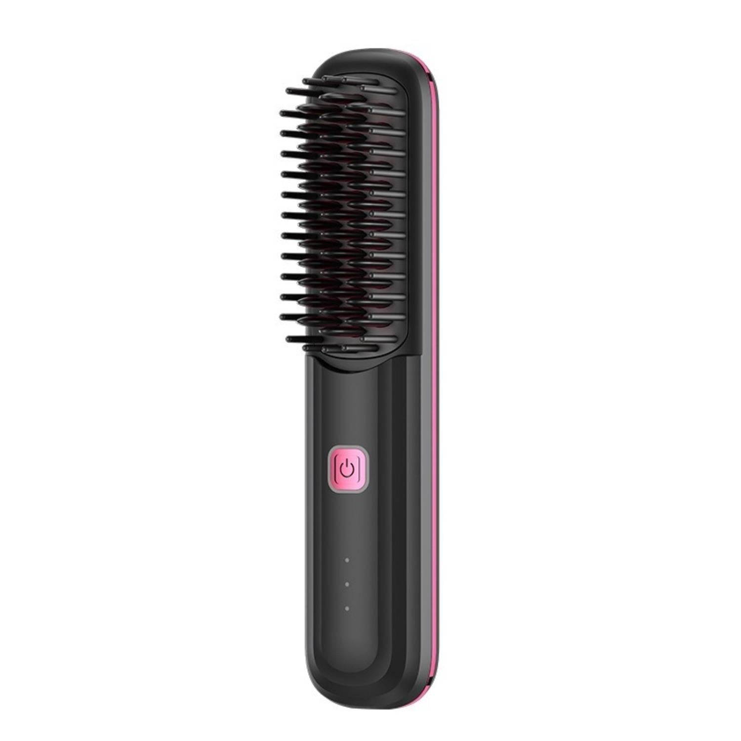 Wireless Hair Straightener Comb: Ultra.Soft Hair Brush, Portable Cordless Design, USB charging, Hidden Heating, Scalp Massage, LED Display, 30 min