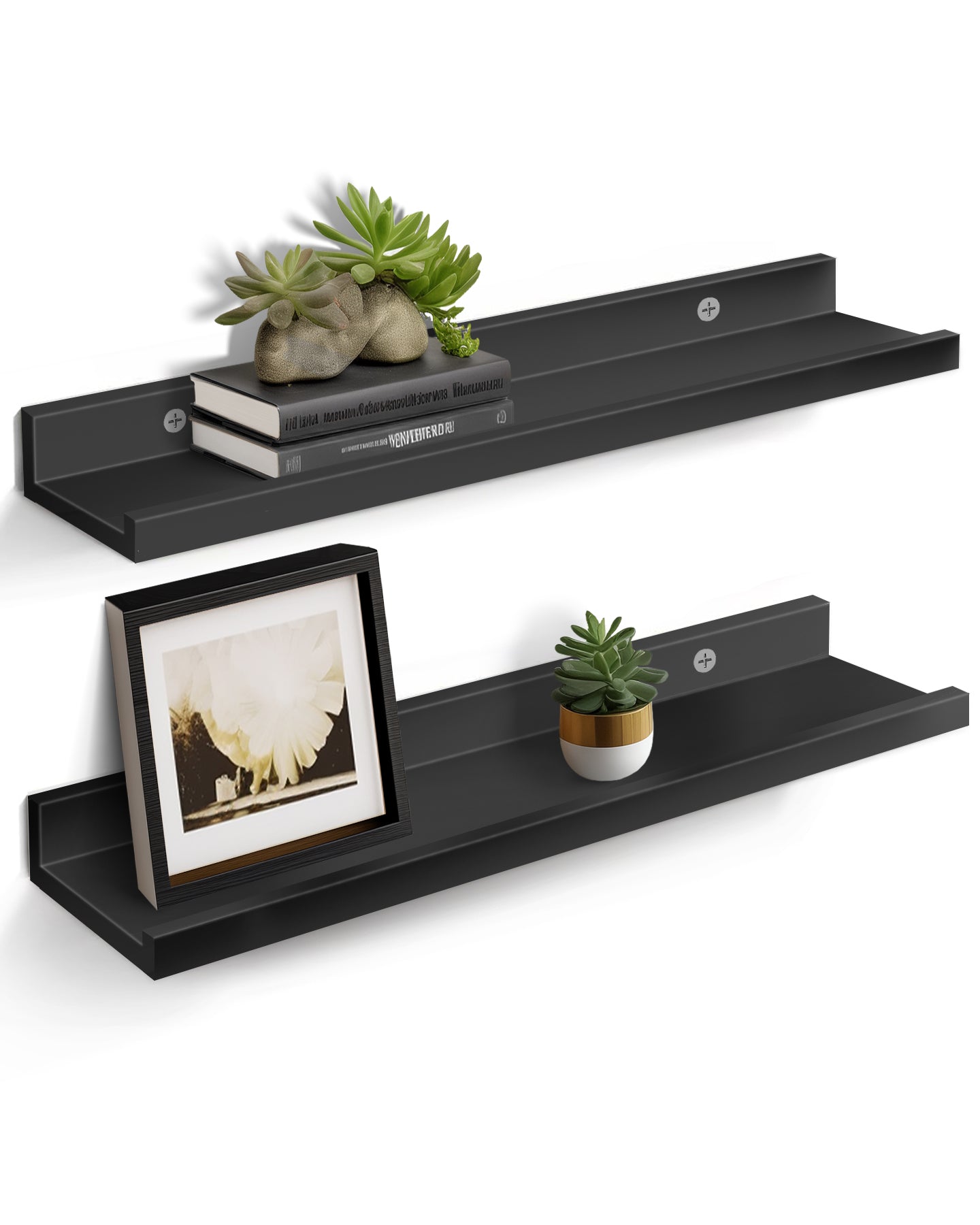 24” Floating Shelves for Wall Décor Storage, Set of 2, Wood for Bedroom, Living Room, Bathroom, Kitchen, Picture Ledge and Farmhouse MLNshops]