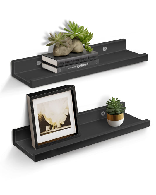 Small 16” Floating Shelves for Wall Décor Storage, Set of 2, Wood for Bedroom, Living Room, Bathroom, Kitchen, Picture Ledge and Farmhouse MLNshops]