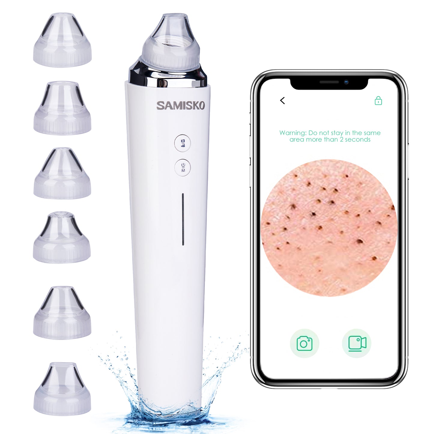 Vacuum Blackhead Remover with 6 Suction Heads, WIFI Visible Facial Pore Cleanser with HD Camera  USB Rechargeable Electric Blackhead Suction Tool