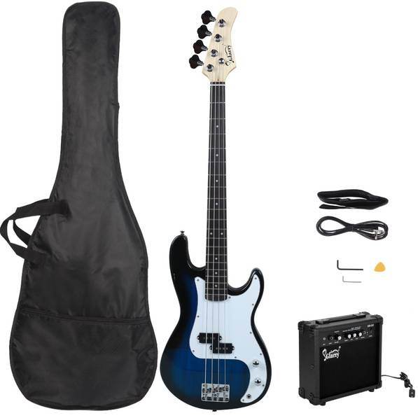 GP Guitar Bass Stereo Bag Strap Pick Cable Wrench Tool Blue