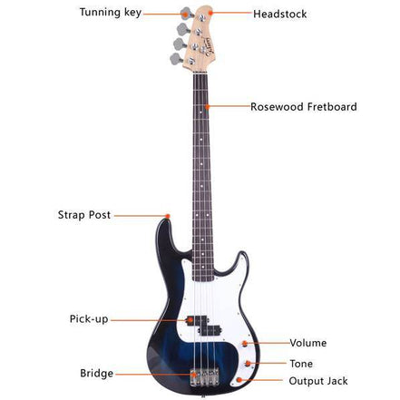 GP Guitar Bass Stereo Bag Strap Pick Cable Wrench Tool Blue