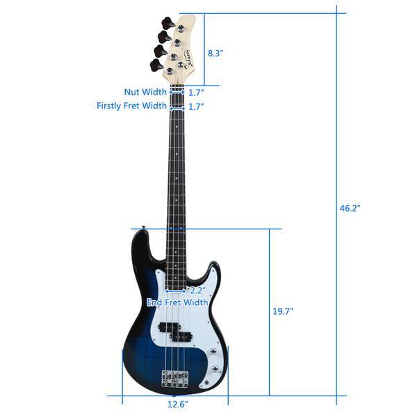 GP Guitar Bass Stereo Bag Strap Pick Cable Wrench Tool Blue