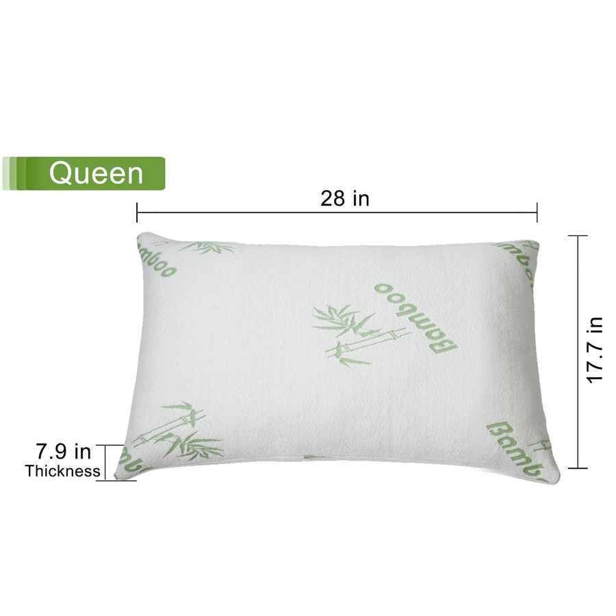 Queen size bamboo memory foam pillow with dimensions
