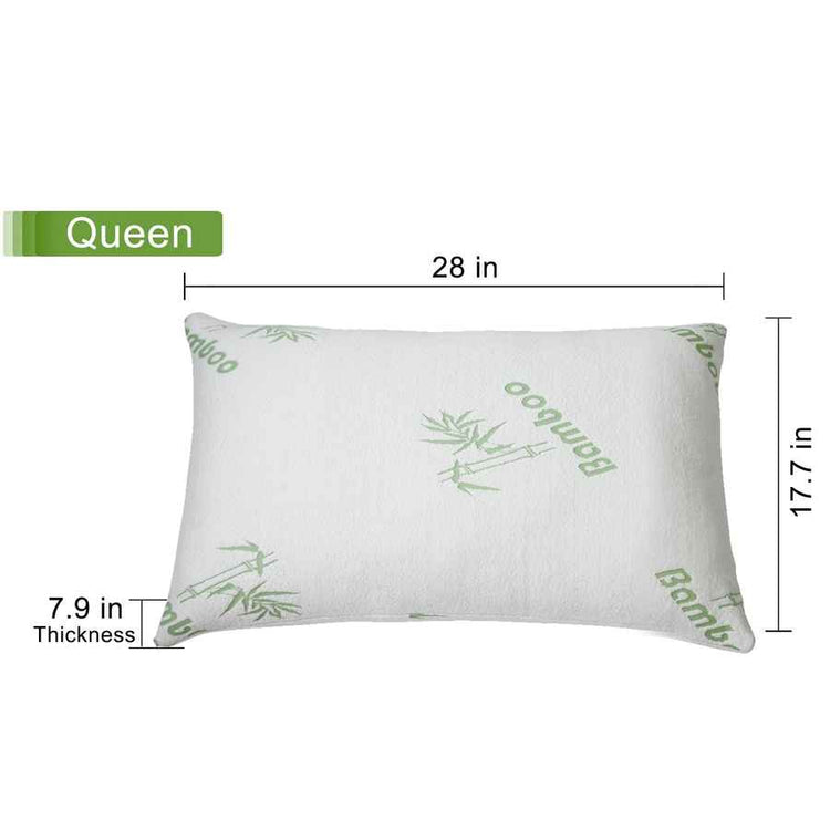 Queen size bamboo memory foam pillow with dimensions