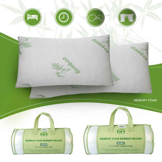 Memory foam pillow with bamboo cover