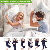 Happy woman resting on bamboo pillow
