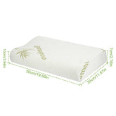 Cushion with bamboo text and dimensions on a white background
