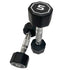 Pair of black hexagonal dumbbells with number 5 on a white background