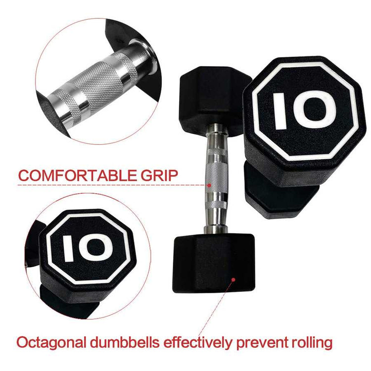 Pair of black dumbbells with octagonal ends and &