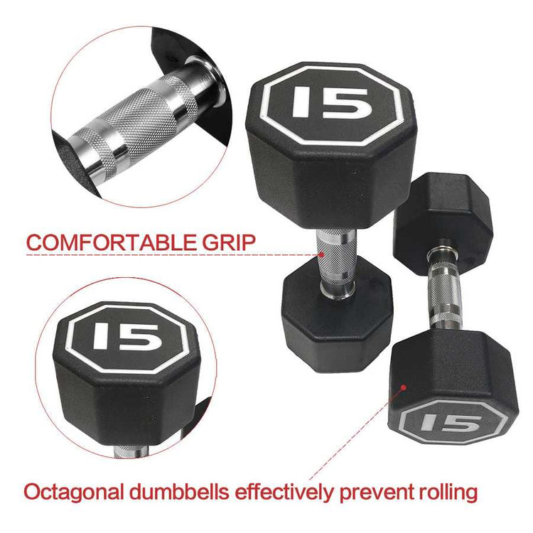Pair of black dumbbells with &