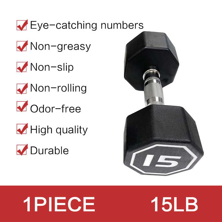 Black hexagonal dumbbell with weight marking &