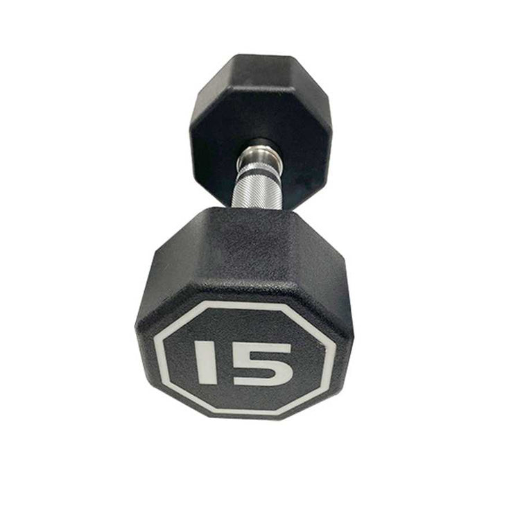 Black hexagonal dumbbell with &