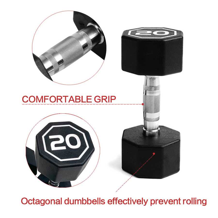 Black dumbbell with octagonal design and &