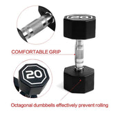 Black dumbbell with octagonal design and &