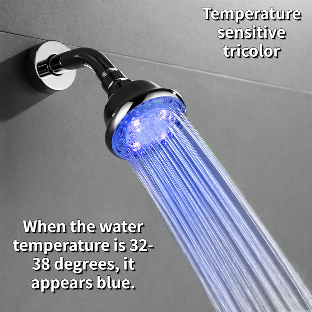 LED Light Shower Head, Colorful Temperature Control Light Shower Head, Three-color Fixed Shower Head, Color Changing Self-generation, Bathroom Accessories MLNshops]