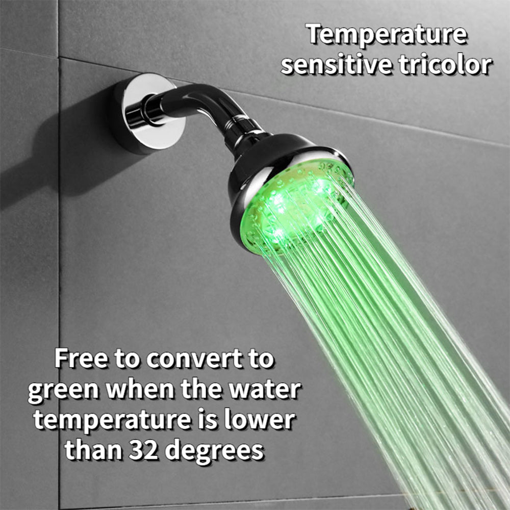 LED Light Shower Head, Colorful Temperature Control Light Shower Head, Three-color Fixed Shower Head, Color Changing Self-generation, Bathroom Accessories MLNshops]