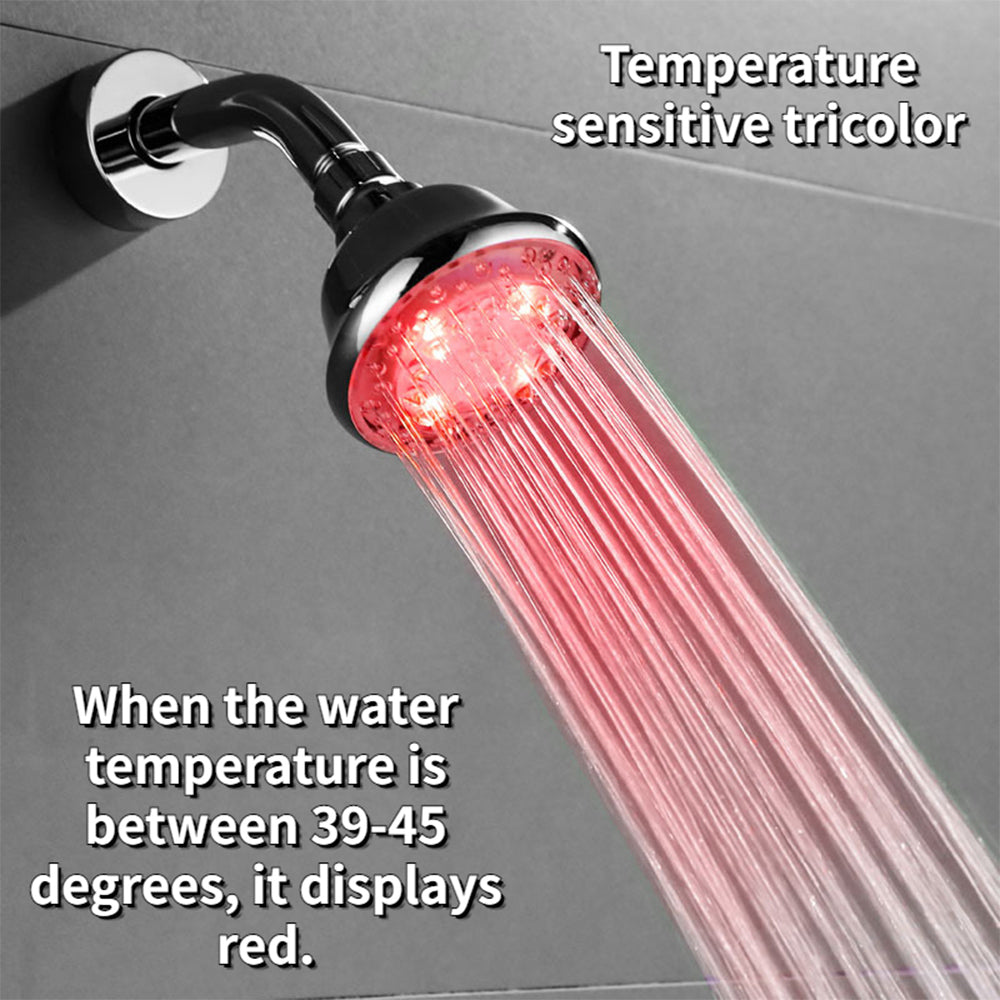 LED Light Shower Head, Colorful Temperature Control Light Shower Head, Three-color Fixed Shower Head, Color Changing Self-generation, Bathroom Accessories MLNshops]