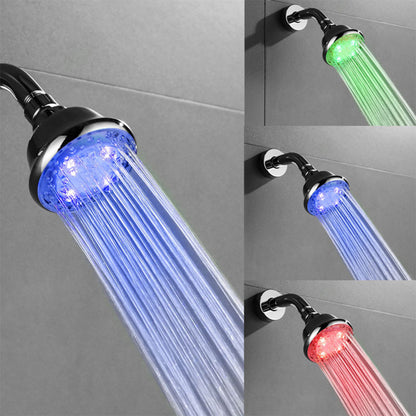 LED Light Shower Head, Colorful Temperature Control Light Shower Head, Three-color Fixed Shower Head, Color Changing Self-generation, Bathroom Accessories MLNshops]