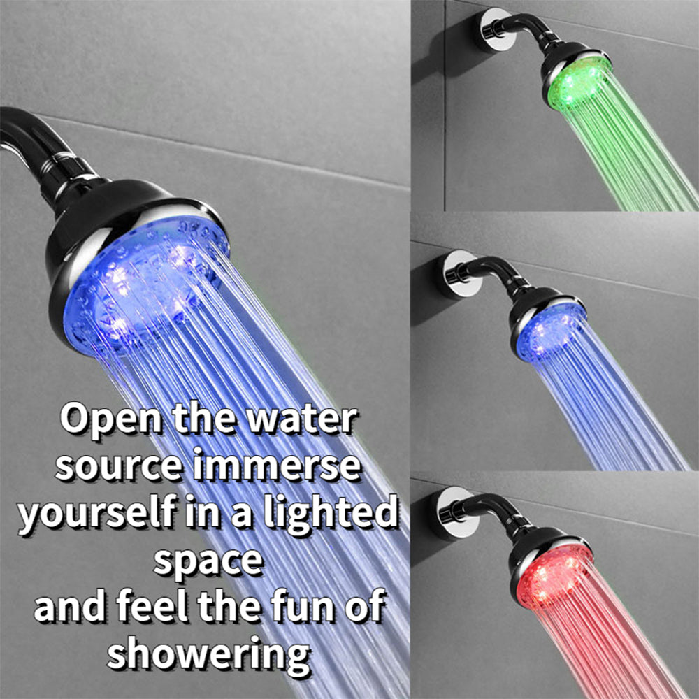 LED Light Shower Head, Colorful Temperature Control Light Shower Head, Three-color Fixed Shower Head, Color Changing Self-generation, Bathroom Accessories MLNshops]