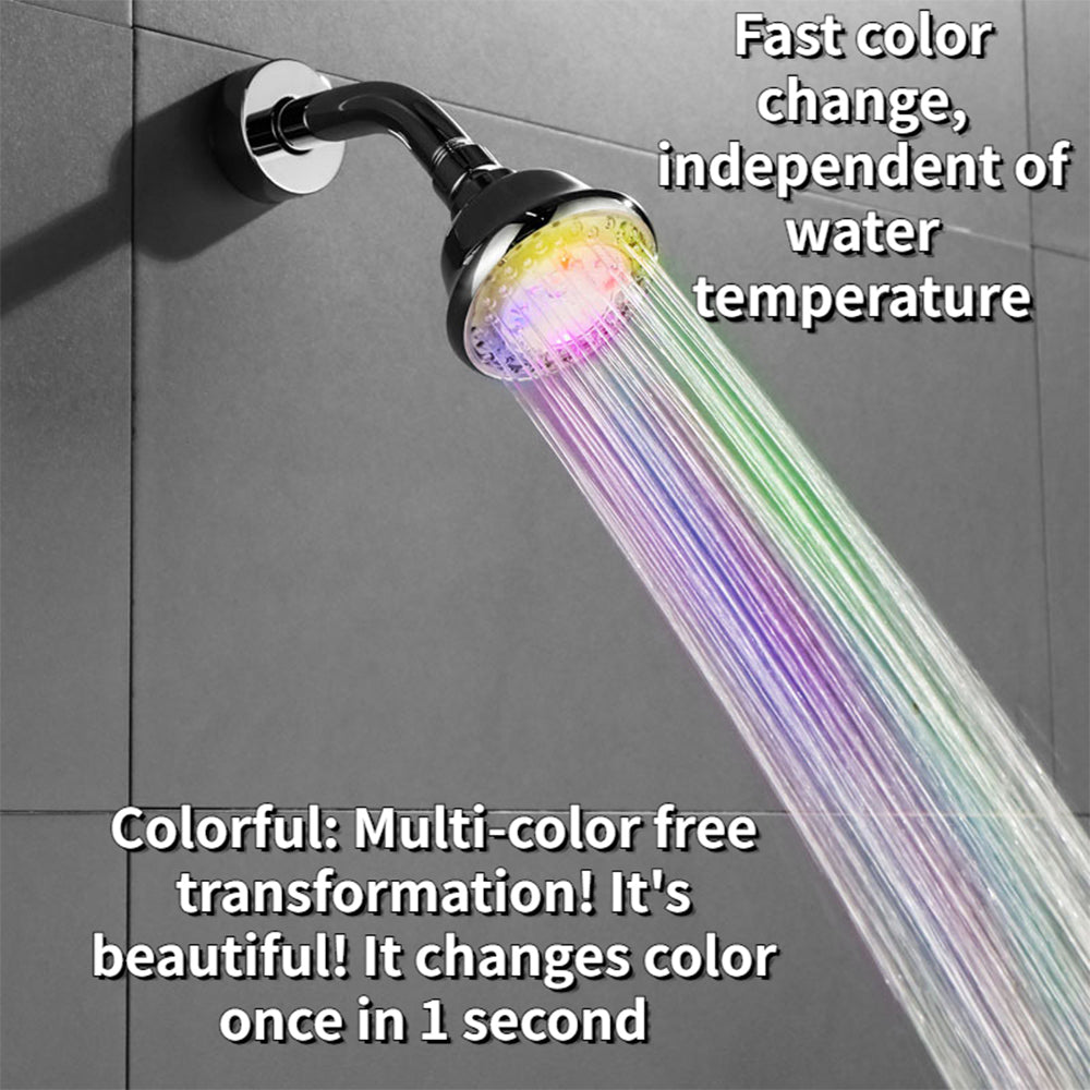 LED Light Shower Head, Colorful Temperature Control Light Shower Head, Three-color Fixed Shower Head, Color Changing Self-generation, Bathroom Accessories MLNshops]