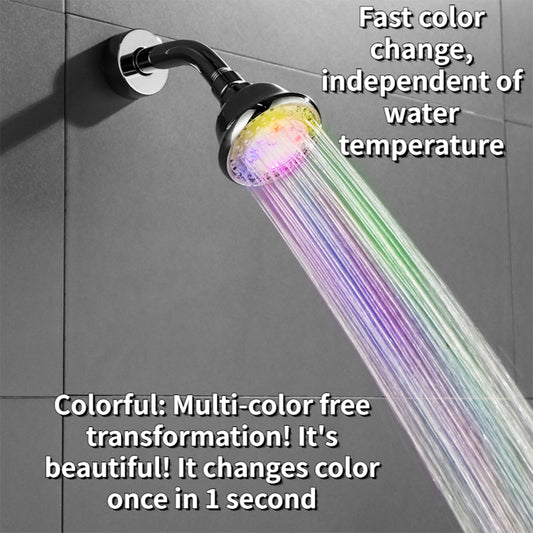 LED Light Shower Head, Colorful Temperature Control Light Shower Head, Three-color Fixed Shower Head, Color Changing Self-generation, Bathroom Accessories MLNshops]