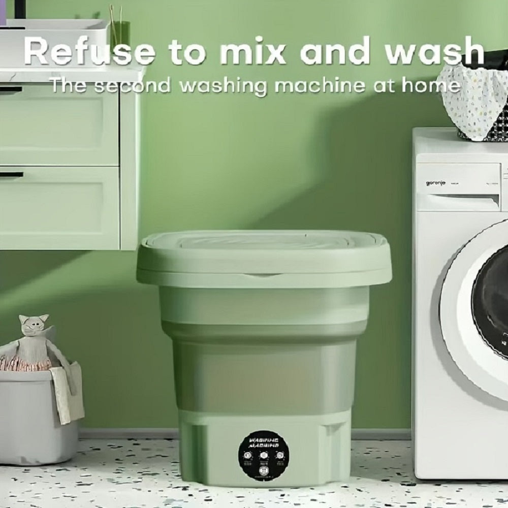 1PC Green Portable Washing Machine, Mini Washer, Upgraded Large Capacity Foldable Washer, Deep Cleaning of Underwear MLNshops]